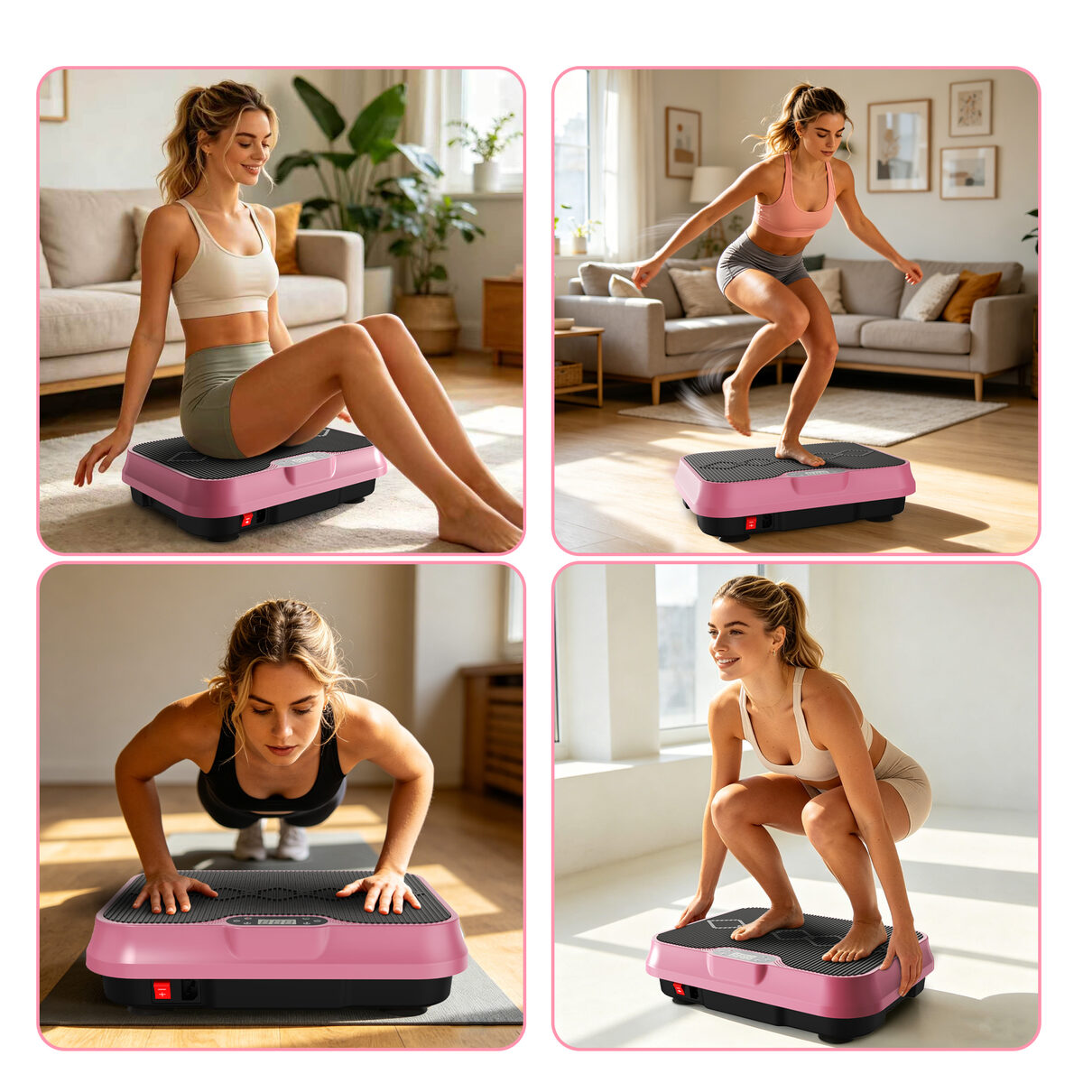 Vibration Plate Exercise Machine, Whole Body Workout Platform With Remote Control, Resistance Bands, Vibration Platform For Home Gym