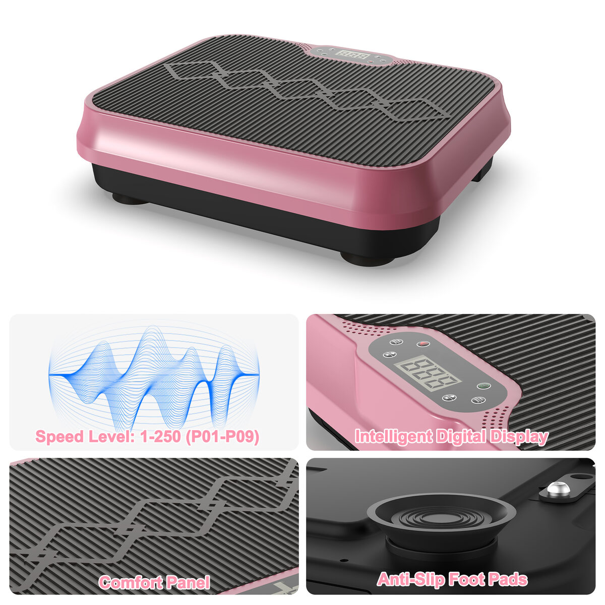 Vibration Plate Exercise Machine, Whole Body Workout Platform With Remote Control, Resistance Bands, Vibration Platform For Home Gym