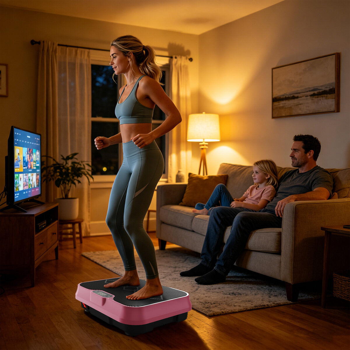 Vibration Plate Exercise Machine, Whole Body Workout Platform With Remote Control, Resistance Bands, Vibration Platform For Home Gym
