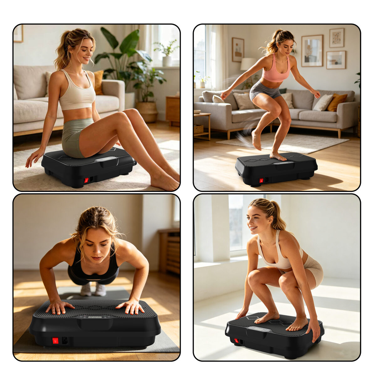 Vibration Plate Exercise Machine, Whole Body Workout Platform With Remote Control, Resistance Bands, Vibration Platform For Home Gym