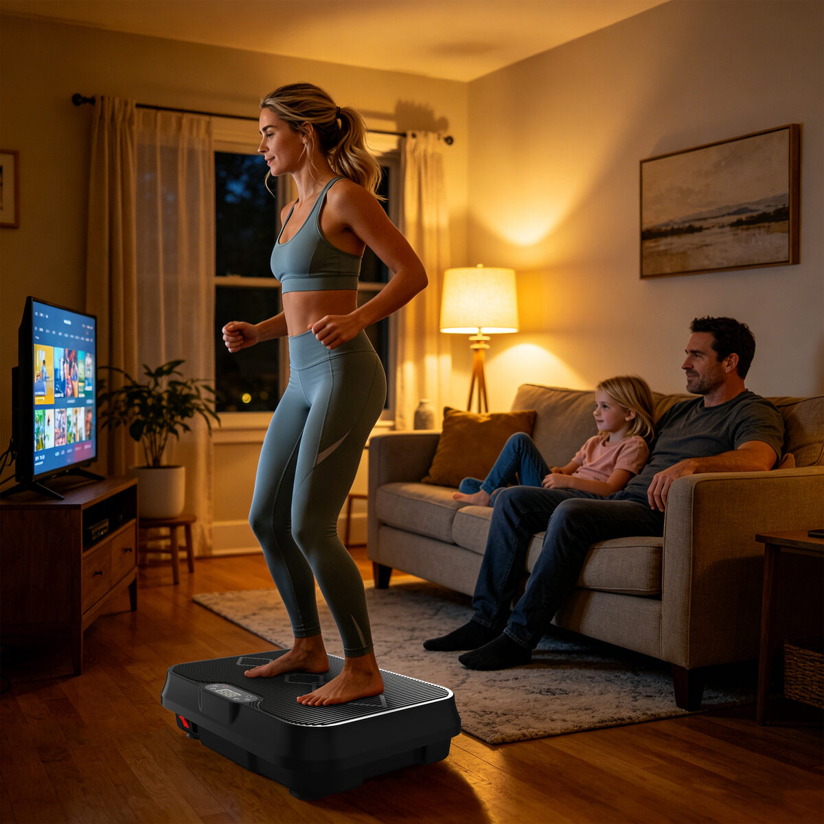 Vibration Plate Exercise Machine, Whole Body Workout Platform With Remote Control, Resistance Bands, Vibration Platform For Home Gym
