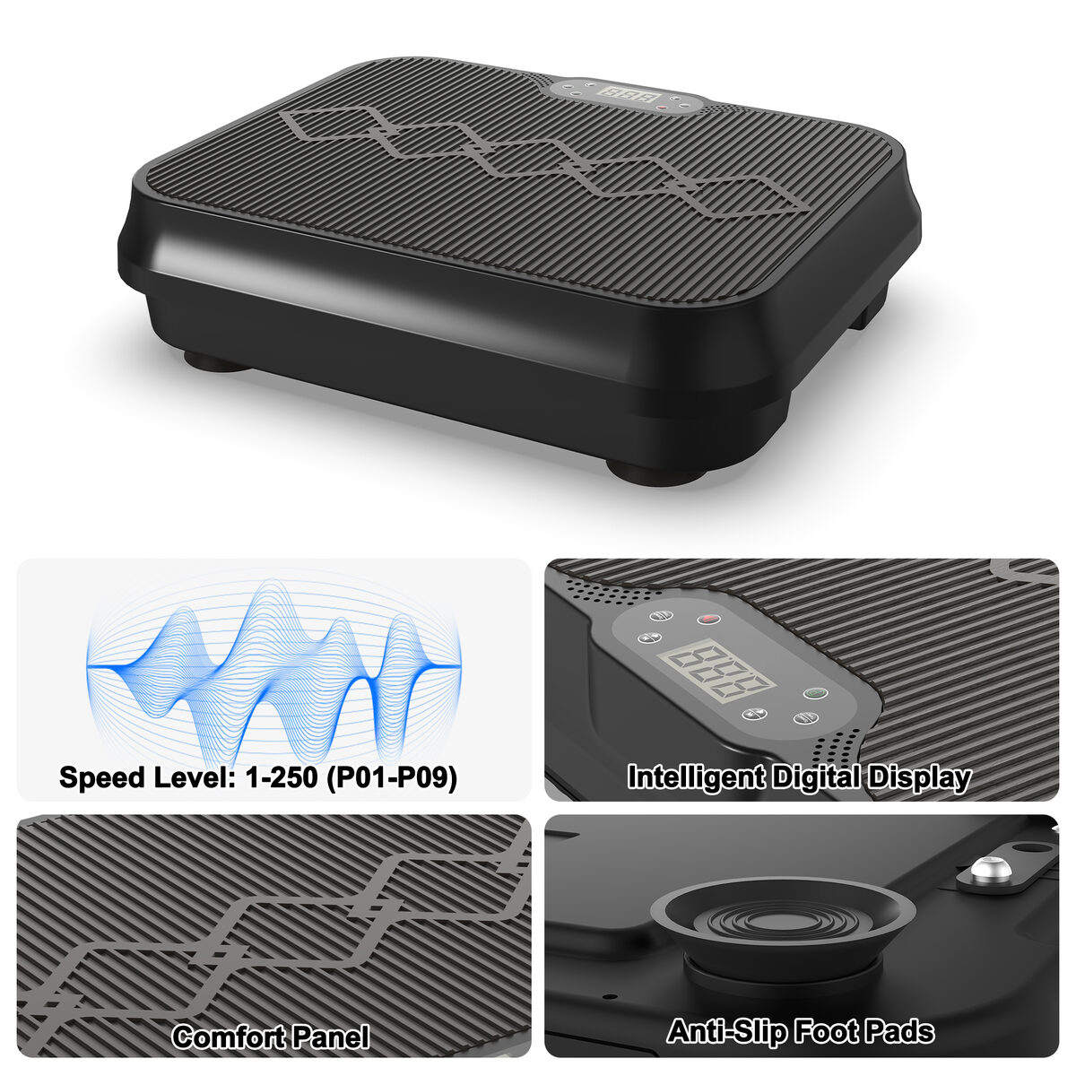Vibration Plate Exercise Machine, Whole Body Workout Platform With Remote Control, Resistance Bands, Vibration Platform For Home Gym