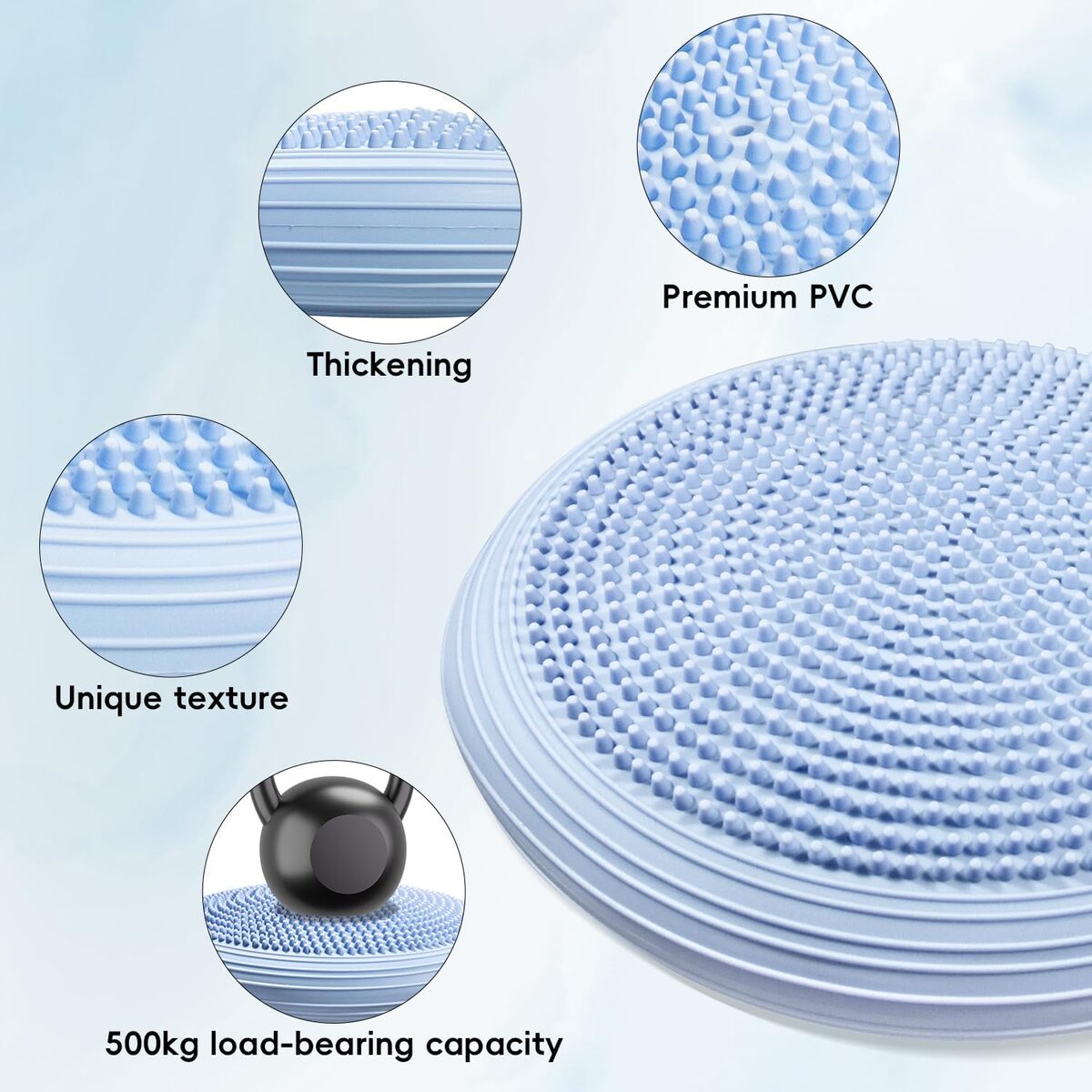 Women's Odorless Wear Resistant PVC Yoga Balance Pad, Inflated Wobble Cushion & Balance Disc With Free Air Pump For Core Strengthening, Posture & Home Fitness