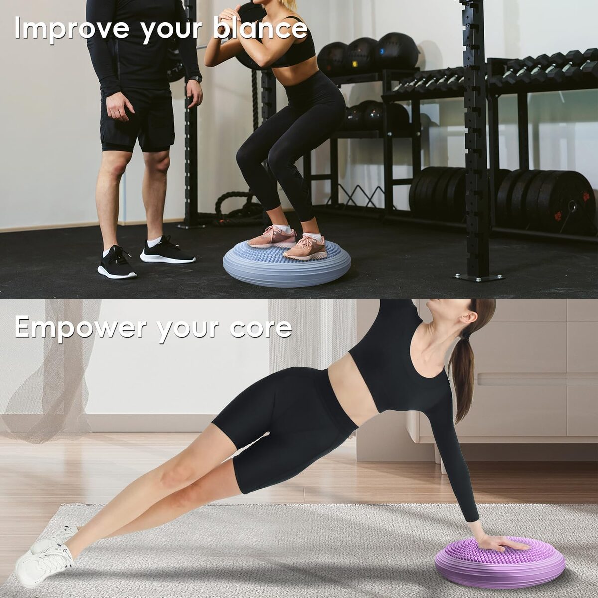 Women's Odorless Wear Resistant PVC Yoga Balance Pad, Inflated Wobble Cushion & Balance Disc With Free Air Pump For Core Strengthening, Posture & Home Fitness
