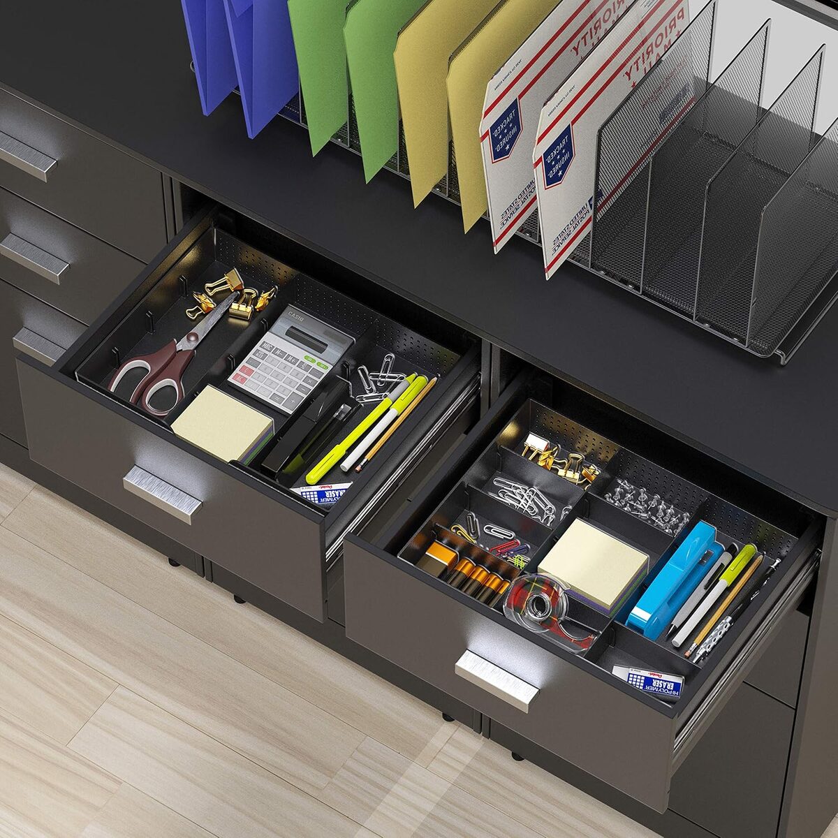 Black Drawer Organizer Tray With 9 Adjustable Compartments, Customizable Storage Divider For Kitchen, Bedroom, Office And Home