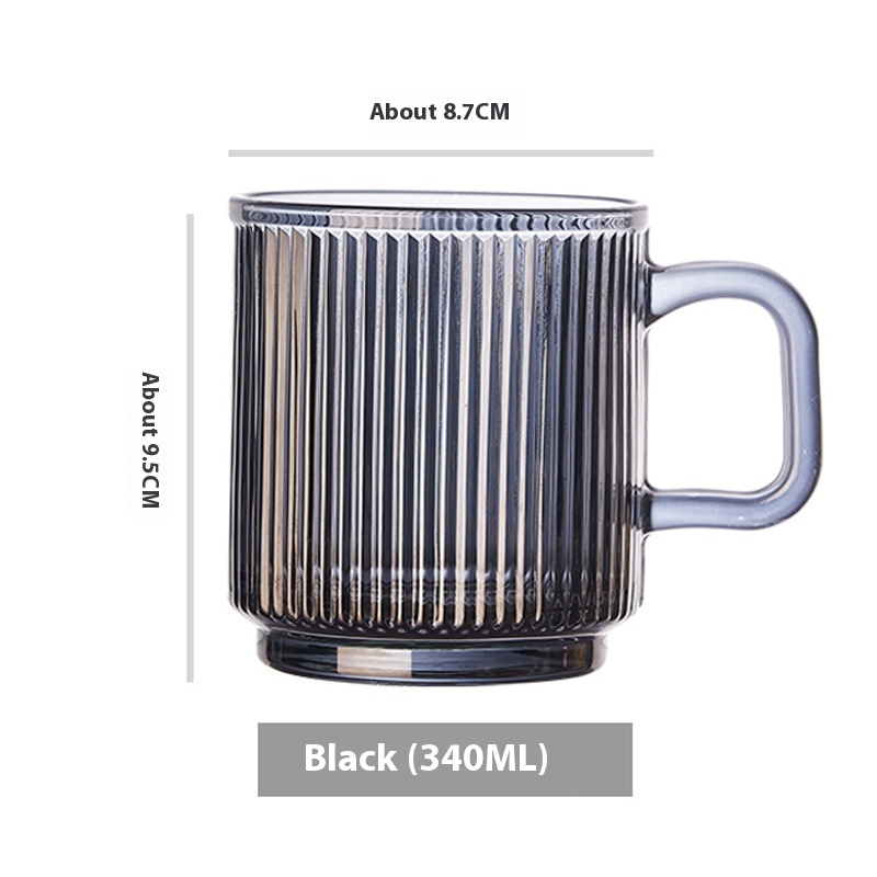 Simple Striped Glass Cup With Handle Thickened Mug